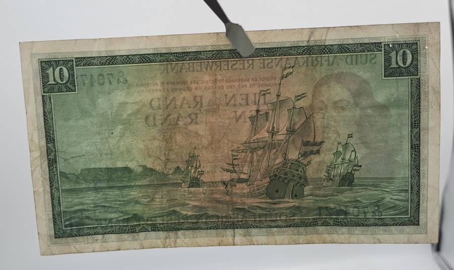 1966 TW de Jongh South Africa 10 Rand- R10 -Afrikaans-English - Prefix C64 -Bank Note
