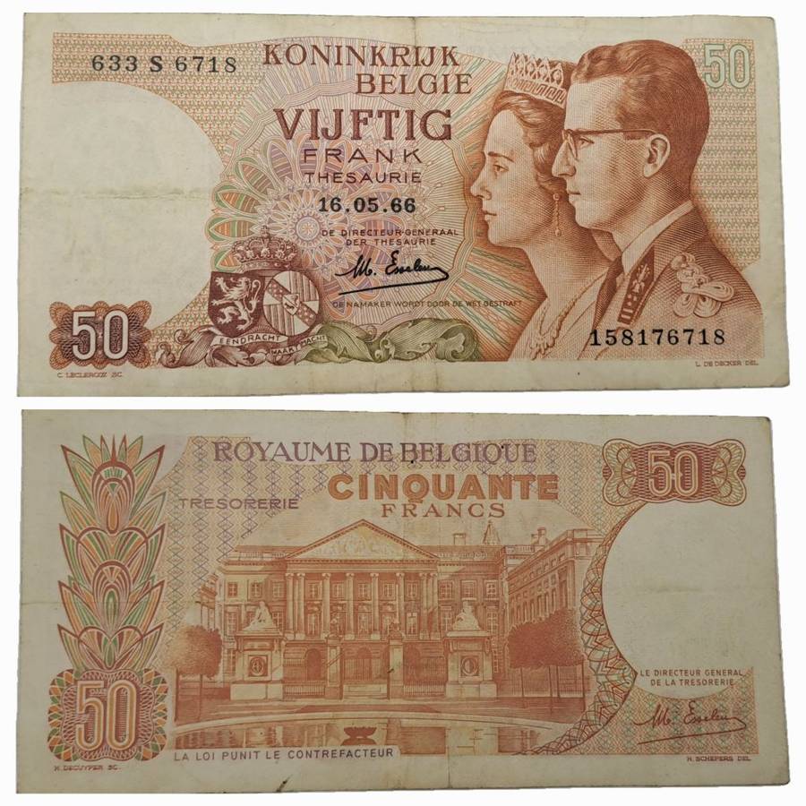 1966 Belgium 50 Francs - Baudouin I- Bank Note