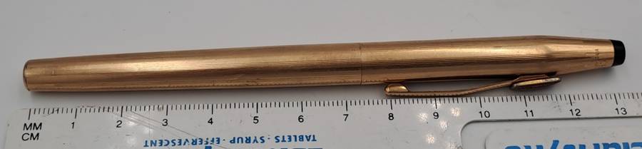 Vintage Cross 1/20 14kt Rolled Gold Fountain Pen 14kt 585 Nib -Ink Tested-Branded and engraved