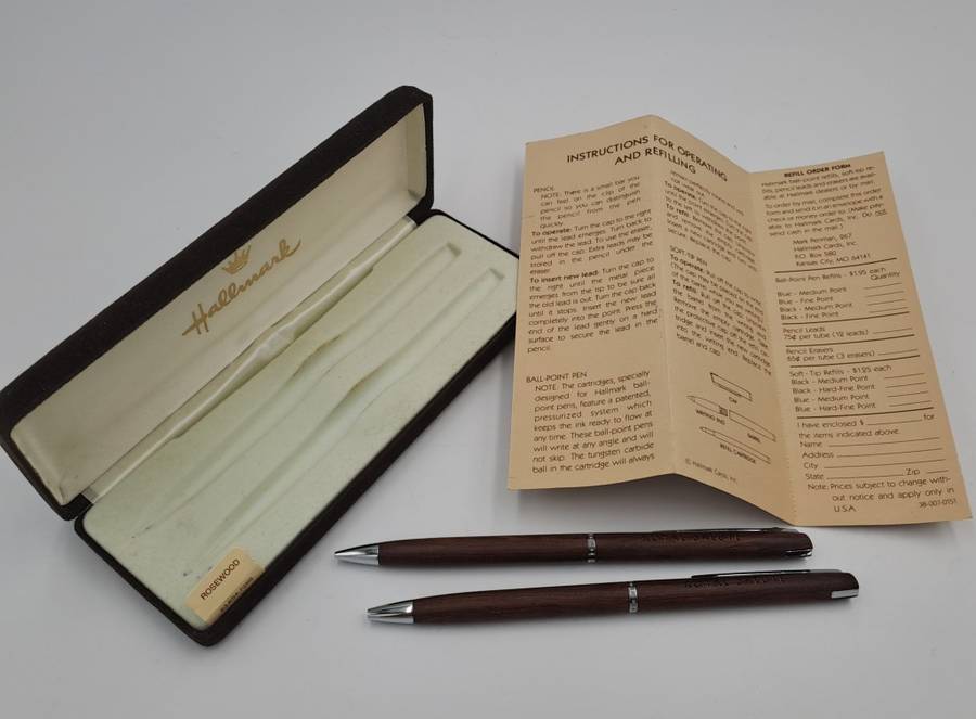 Vintage Hallmark Rosewood Pen and Pencil set made in USA- ROYAL SALUTE still in original Case.