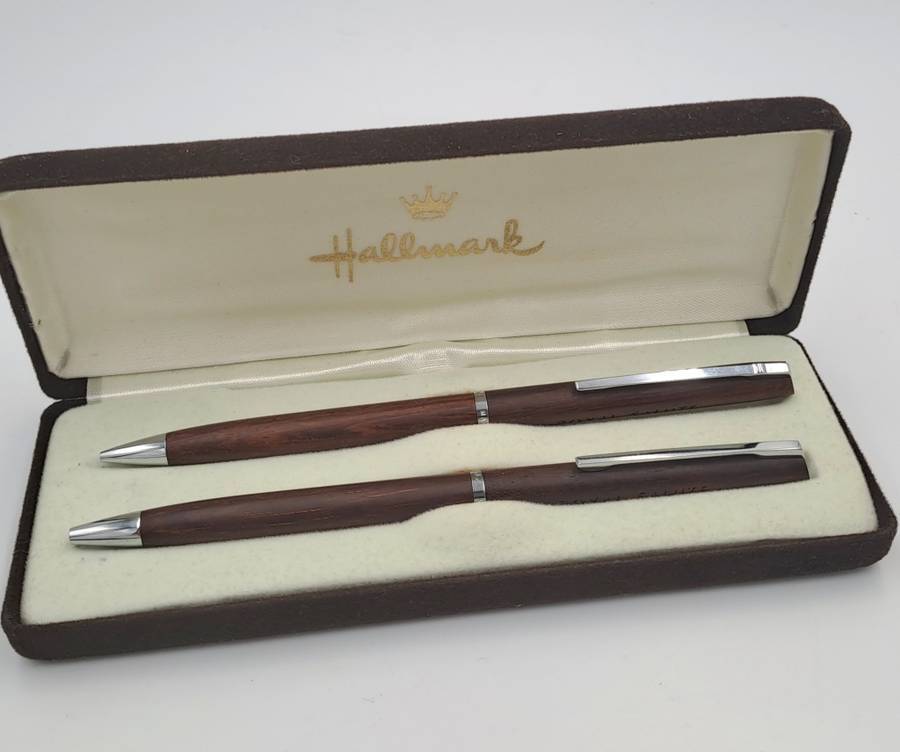 Vintage Hallmark Rosewood Pen and Pencil set made in USA- ROYAL SALUTE still in original Case.