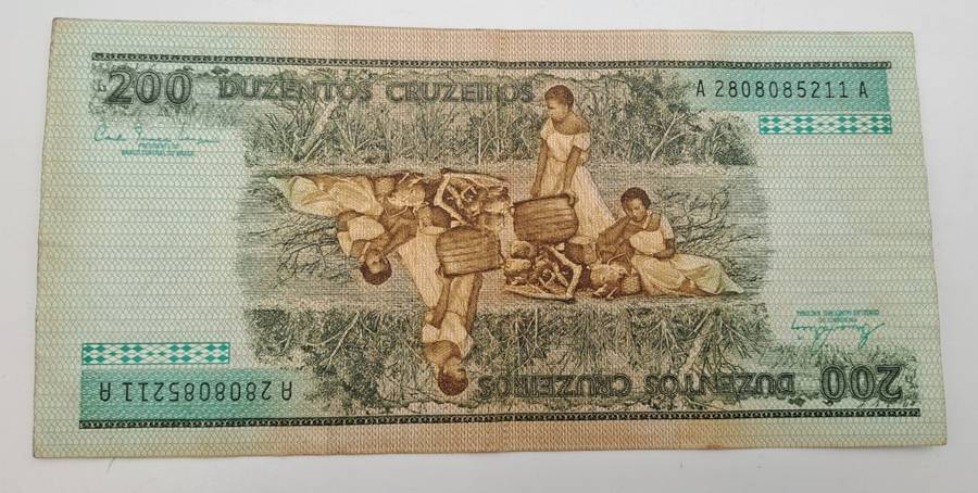 1981-1984  Brazil 200 Cruzeiros Bank note -Circulated