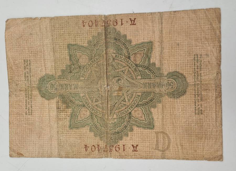 1906 Germany 50 Mark Reichsbank Bank Note