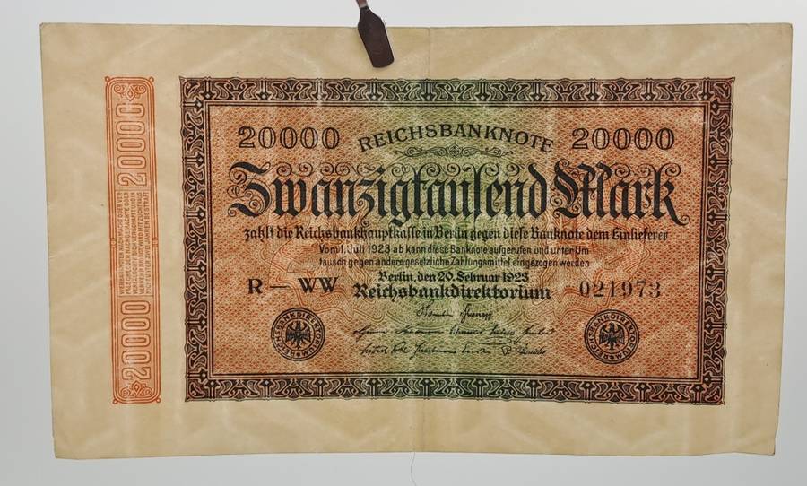 1923 Germany  20000 Mark Reichsbank note