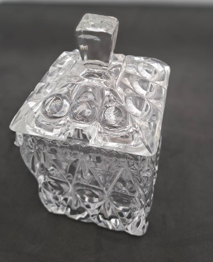 Vintage Cut Glass conserve Jar, lidded -Jam or Marmelade Pot