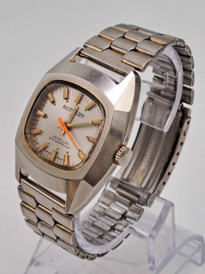 Vintage Mens Rottery Swiss Made Manual Wind Watch -Working -17 Jewels