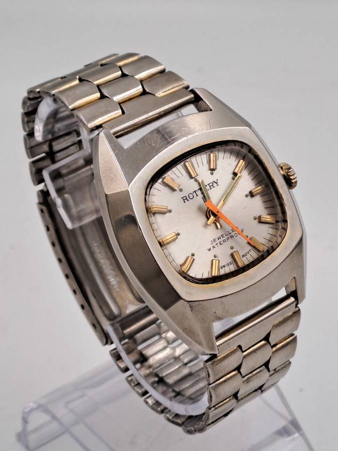 Vintage Mens Rottery Swiss Made Manual Wind Watch -Working -17 Jewels