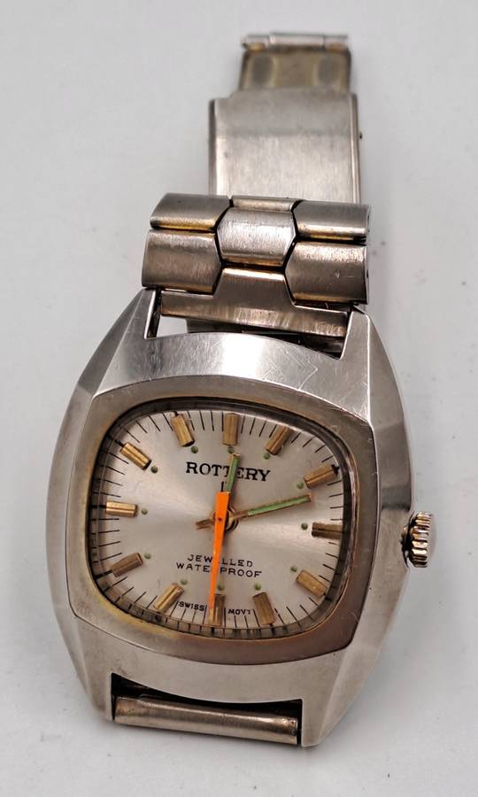 Vintage Mens Rottery Swiss Made Manual Wind Watch -Working -17 Jewels