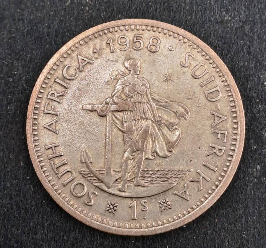 1958 South Africa Silver (.500) 1 Shillings - Elizabeth II