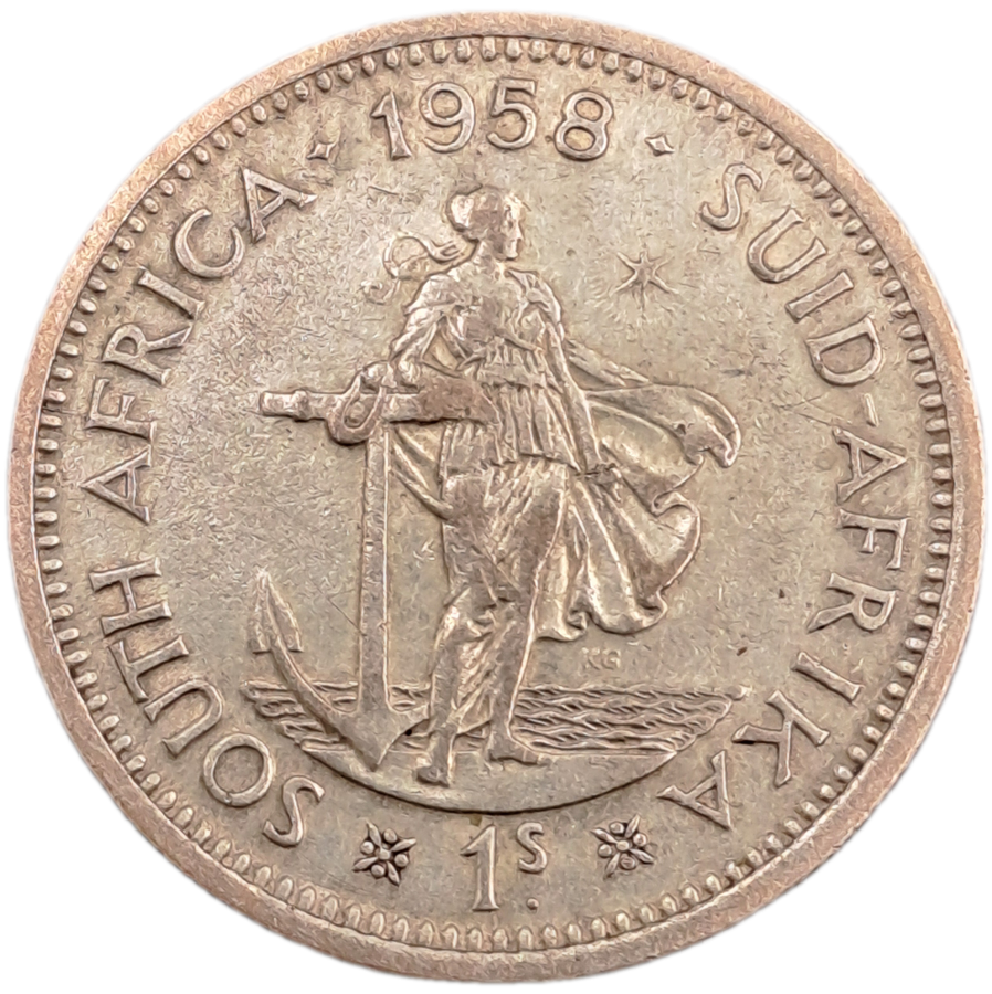 1958 South Africa Silver (.500) 1 Shillings - Elizabeth II