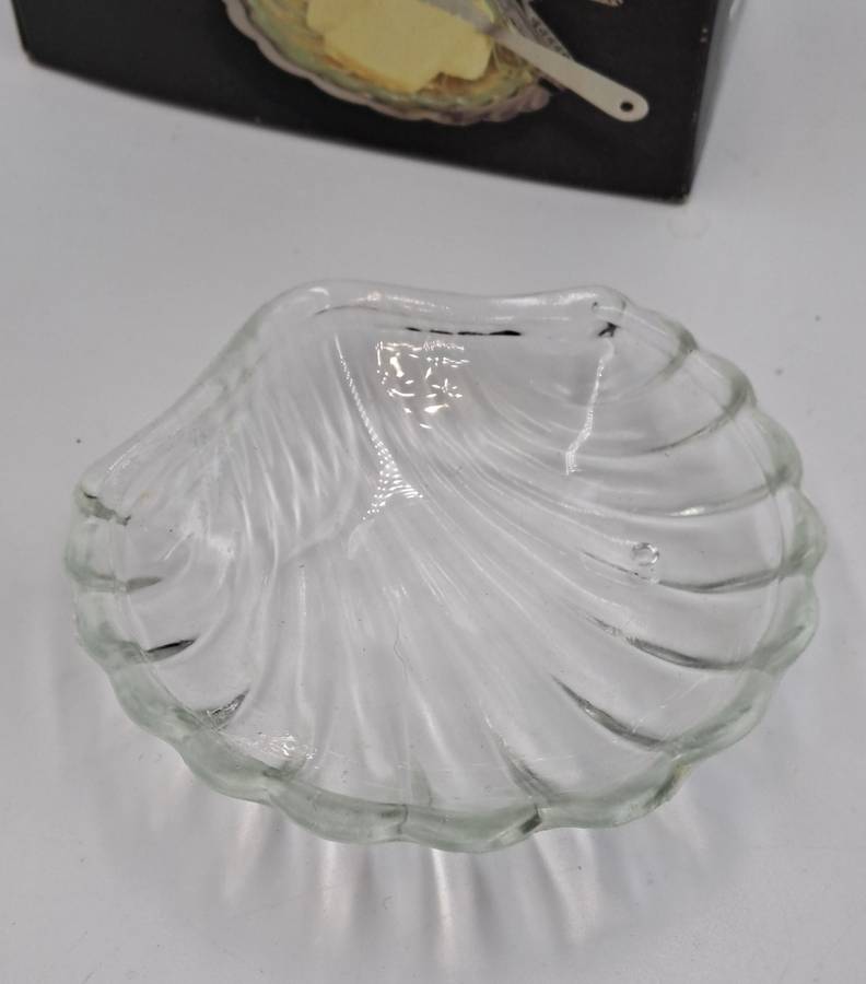 Vintage  Silver Plated Shell Butter Dish - Boxed
