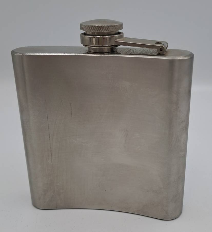 Vintage Tandy 6 Oz Hip Flask -Motorcycle skeleton