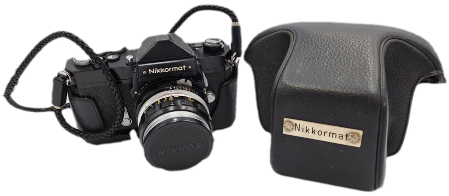 Vintage 1967-1975 Nikkormat FTn 35mm SLR Camera  with Nikkor-H Auto 1:2 f50mm Lens (Black version)