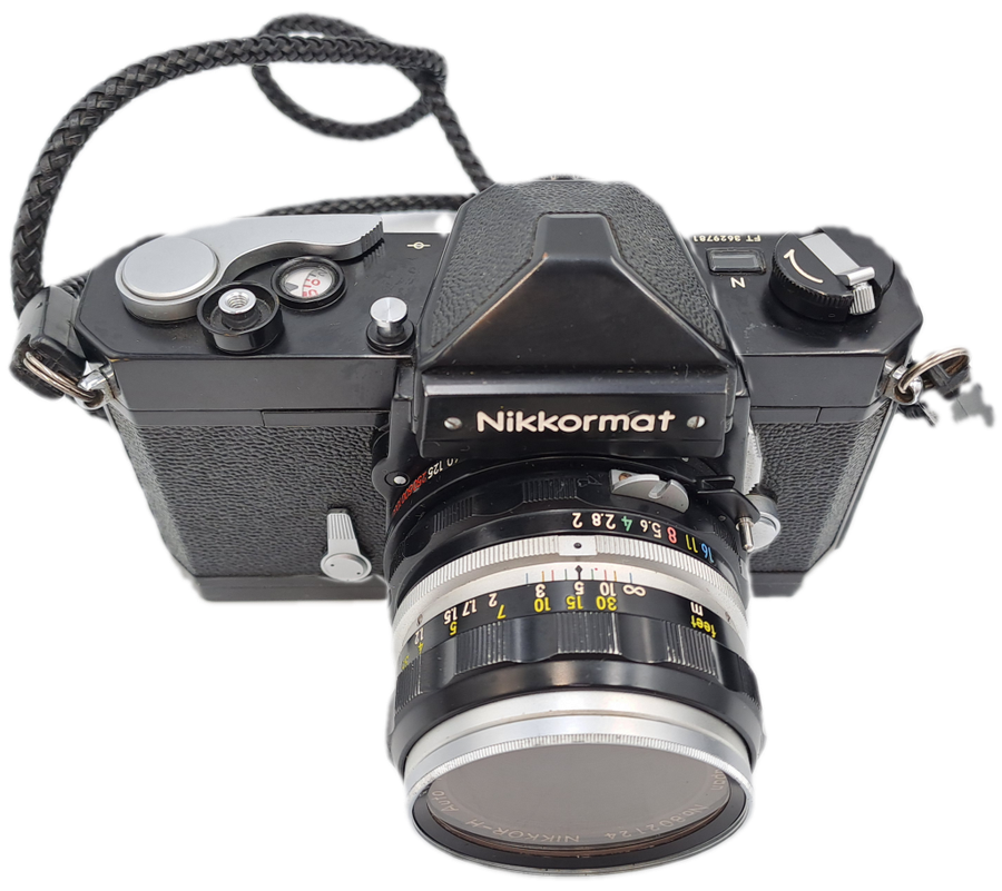 Vintage 1967-1975 Nikkormat FTn 35mm SLR Camera  with Nikkor-H Auto 1:2 f50mm Lens (Black version)