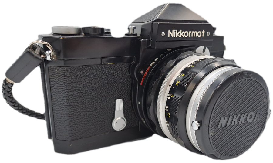 Vintage 1967-1975 Nikkormat FTn 35mm SLR Camera  with Nikkor-H Auto 1:2 f50mm Lens (Black version)