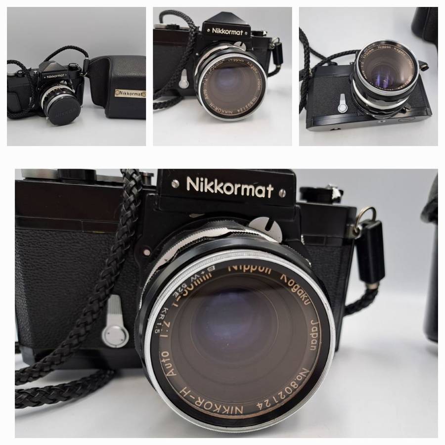 Vintage 1967-1975 Nikkormat FTn 35mm SLR Camera  with Nikkor-H Auto 1:2 f50mm Lens (Black version)