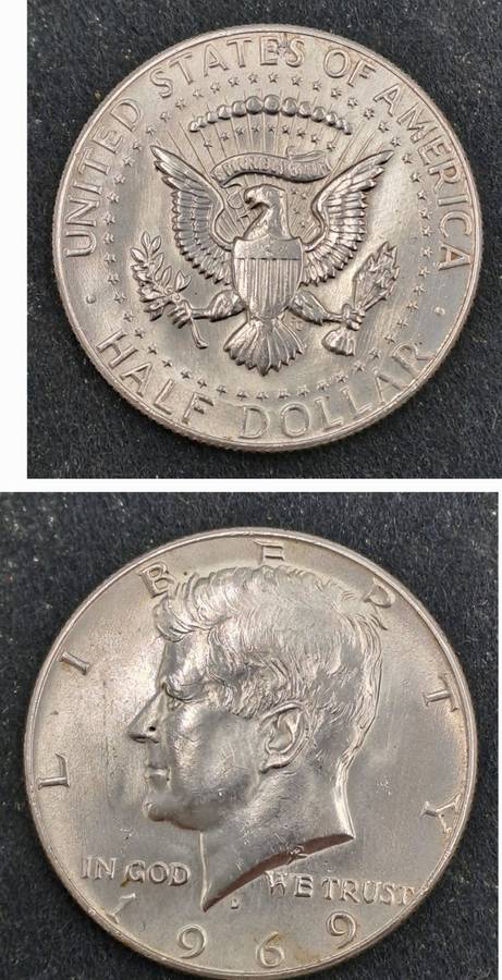1969 United States ½ Dollar `Kennedy Half Dollar` 40% Silver