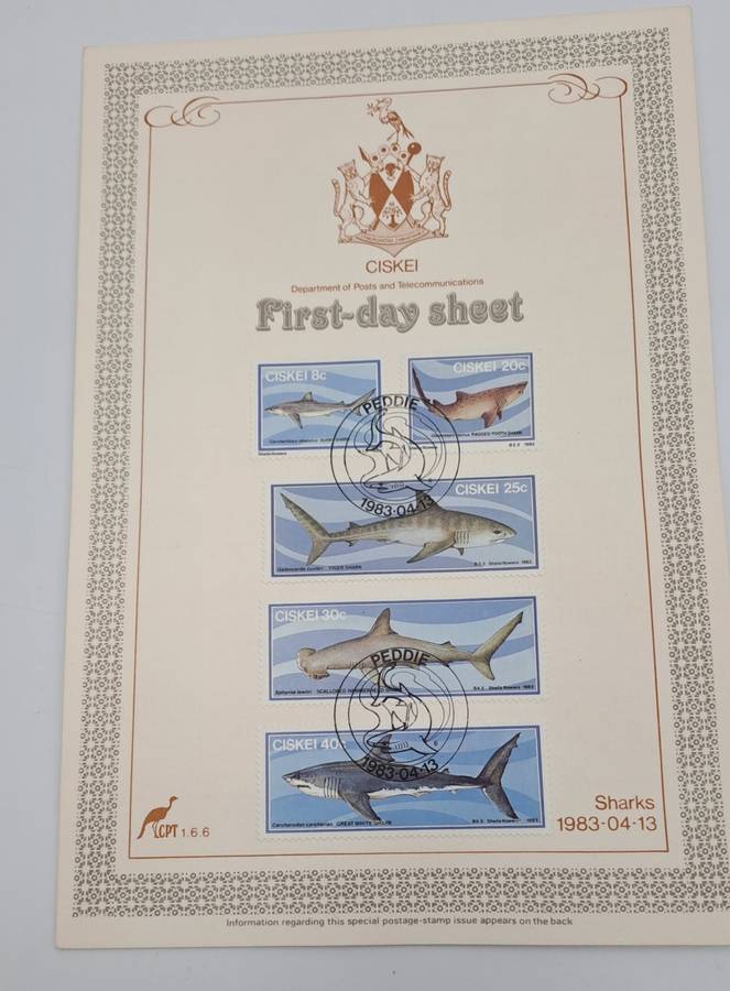 1983 Ciskei-Peddie- Ist day Cover and 1st Day Sheet - Sharks