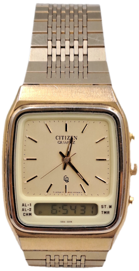 Pre-owned Vintage Citizen Analogue -Digital Alarm Quartz watch -Working