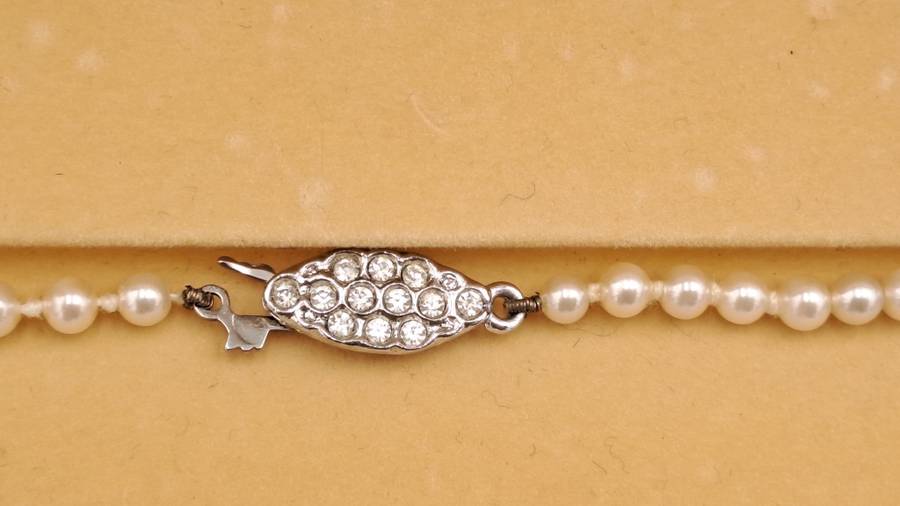 Vintage Simulated Pearl Necklace By Lotus - in Box