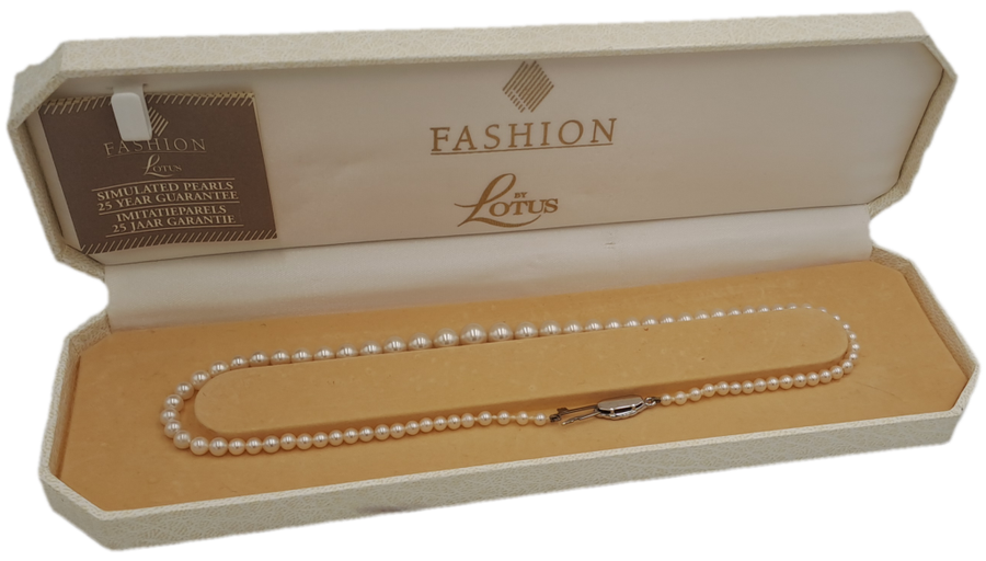 Vintage Simulated Pearl Necklace By Lotus - in Box