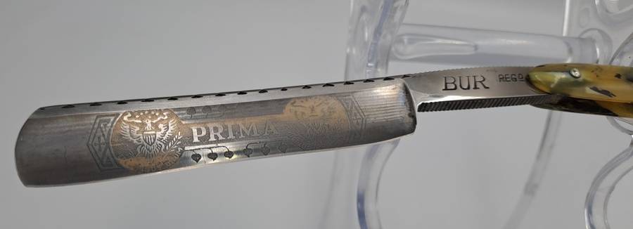 Vintage WALD -SOLINGEN Prima Bur cut throat razor - made in Germany with Box