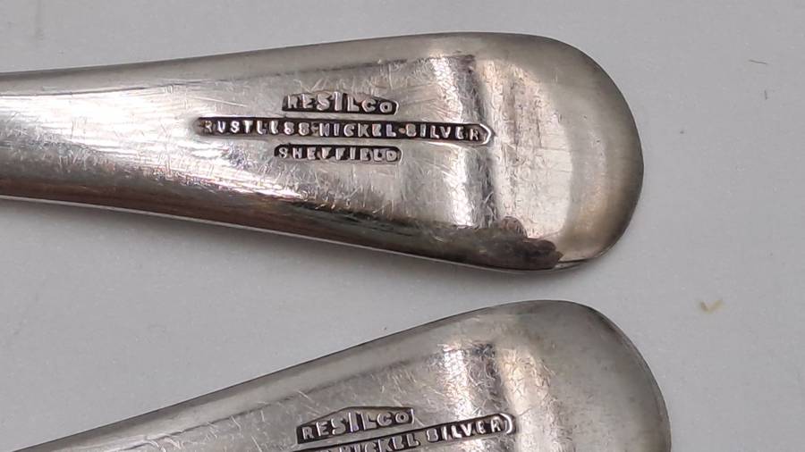 4 Vintage Resilco Rustless Nickel Silver Spoons -Sheffield