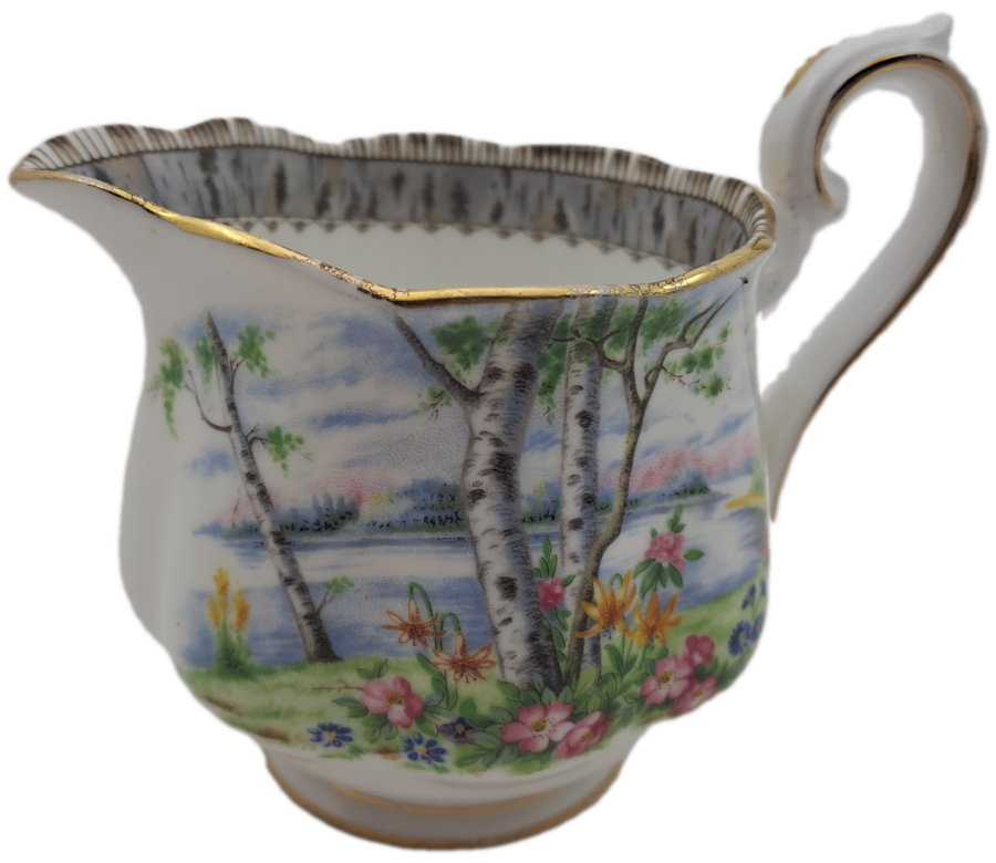 Vintage Royal Albert SILVER BIRCH Tea Creamer Bone China England 100x122x80mm