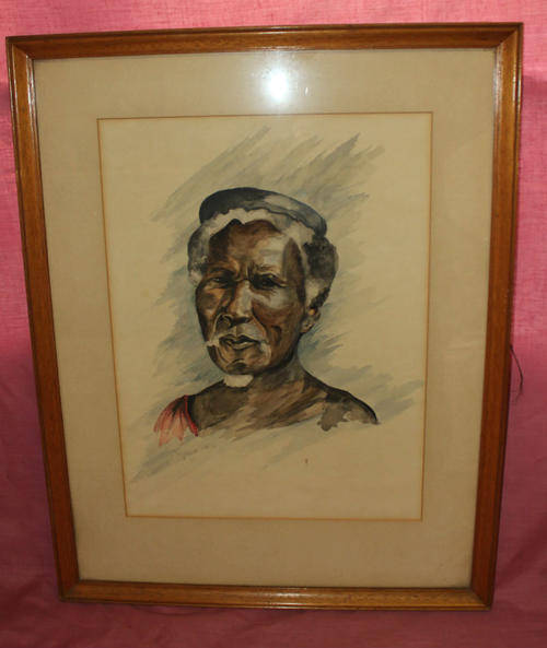 Madiba - Nelson Mandela -Framed Water Colour 1962 by Diane Sayle- 598x468mm