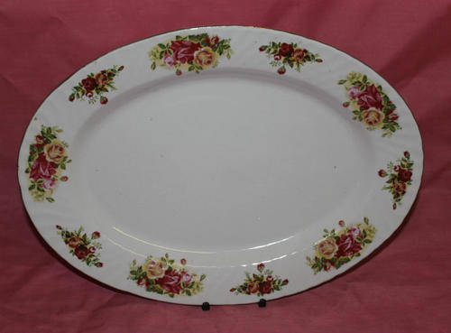 CRAZY R1 START!Elegant China made in England -" English Rose "meat Platter - 362mm x 263mm - 1.390kg
