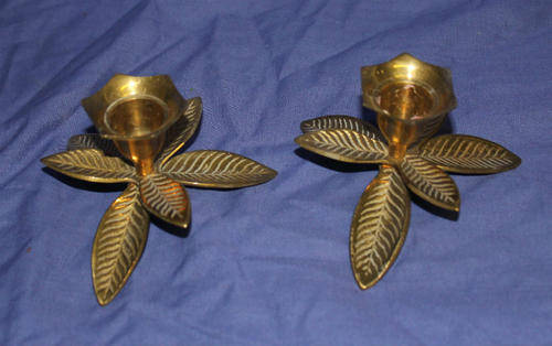 Crazy R1 Start!!! 2 Brass Candle sticks - 235g 60mm x 100mm  - see More