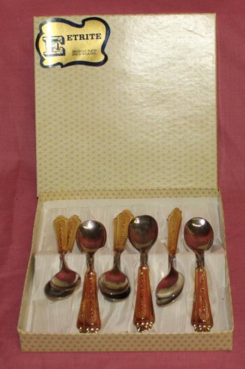 12 x 24ct Gold Plated EETRITE spoons in origanal box