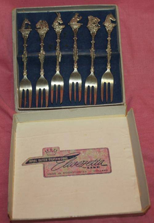 Crazy R1 START!!! Box set of Royal Dutch Silverworks Forks Elweretta Line Voorschoten Holland 130g