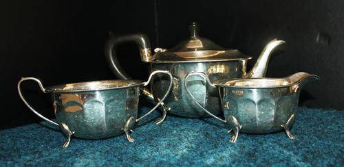 3 PC EPNS-A1 Silver plated TeaPot 150x265x140mm , sugar pot and Milk Jug