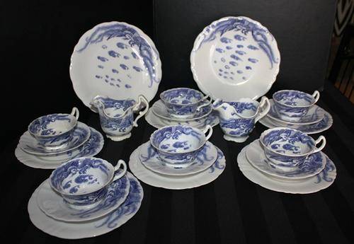 White and Blue Royal Doulton Teaset  (some items have damage see more details and all photos