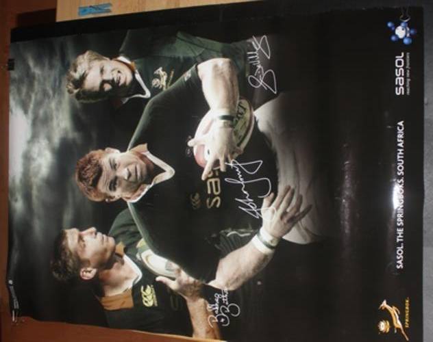Large Official 2008 collectors Springbok Rugby poster no 8 -John Smith Bakkies Botha and Jean de Vil