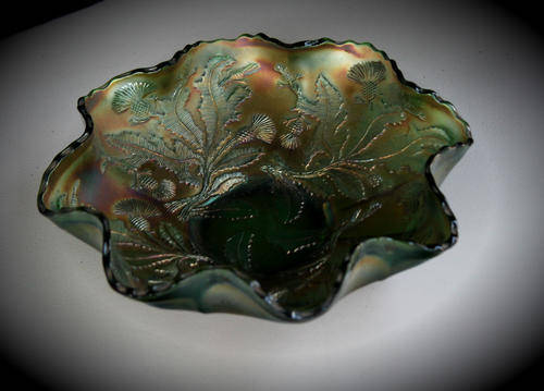 WOW !!!!   a Very Old Lead Glass tray 217mm x 62mm (H)