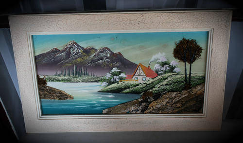 Origanal Art (3d effect) raw material used  -unknown artist - few stains - see photo's  456x275mm