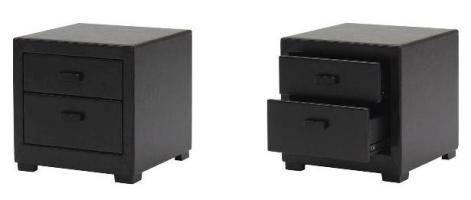 BEDSIDE TABLE | BEDSIDE PEDESTAL | BROWN BYCAST LEATHER