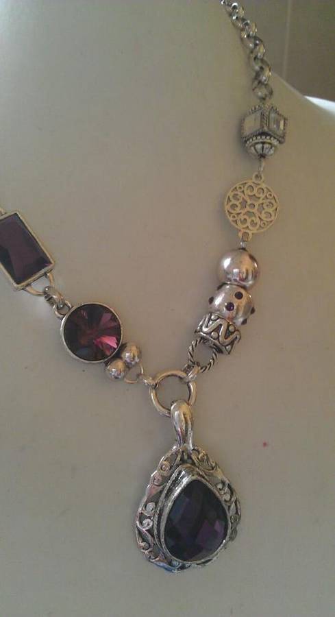 Dark Purple! Tibetan Silver Necklace with Stunning Purple Pendant