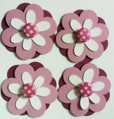 FLOWERS PINK/WINE WITH WHITE GLITTER + GLITTER LEAVES