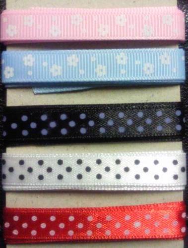 10mm RIBBON DOTS/FLOWERS  5x COLOURS  (5m)