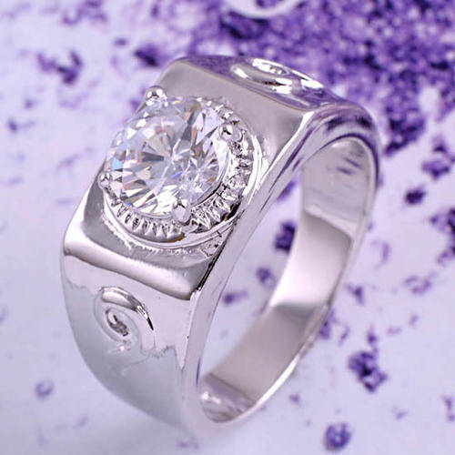 Stunning 9K White GF Cubic Zirconia Mens Ring,size 11.5,G543