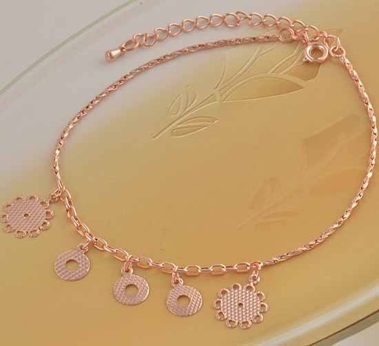 Antique 9K Rose GF Charms Womens Anklet Or Bracelet,G451