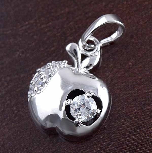 Lovely 9K White Gold Filled CZ Apple Pendant,G664