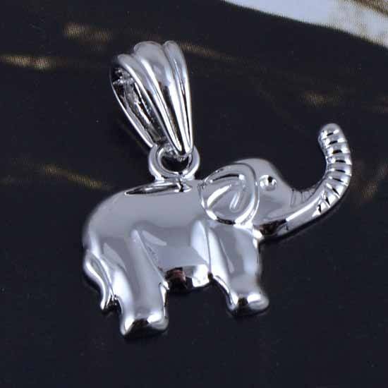 Elephant Pendant 9K White Gold Filled,So Lovely,P162