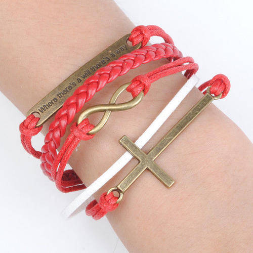 Infinity Cross Bronze Friendship Charm Bracelet