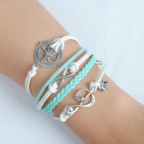 New Infinity Antique Silver Friendship Leather Cute Bracelet (142696439)