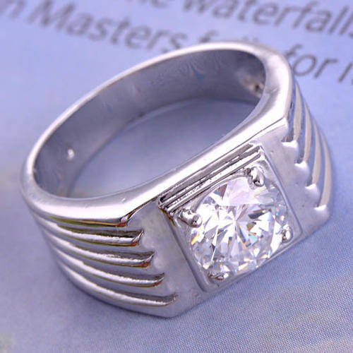 Brilliant 9K White Gold Filled CZ Men's Ring Size 10