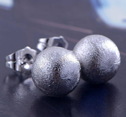 -New But Incomplete (refer to description)- 9K White Gold Filled Ball Stud Earrings 1cm Diameter